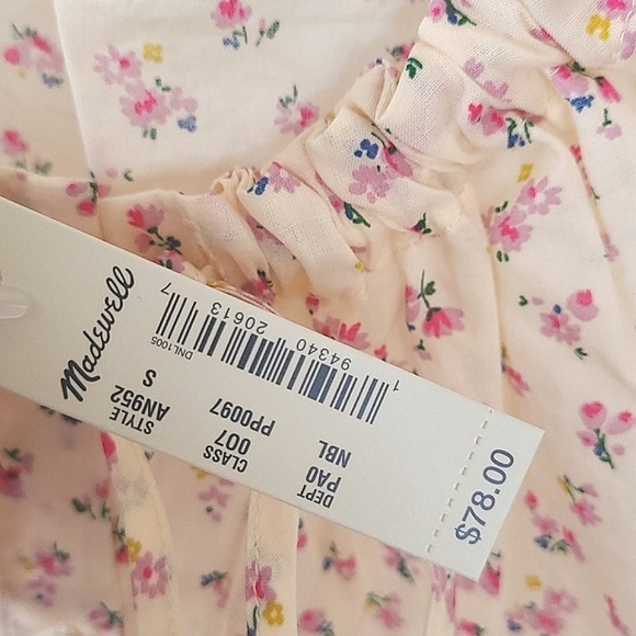 MADEWELL Cream Floral Drawstring Sleeveless Tank Blouse - Picture 7 of 10